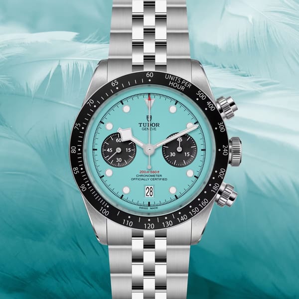 Tudor Black Bay Chrono Makes a Splash with Vibrant Flamingo Blue Dial